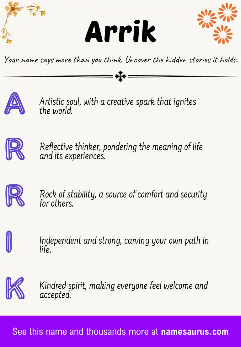 Acrostic poem about Arrik.