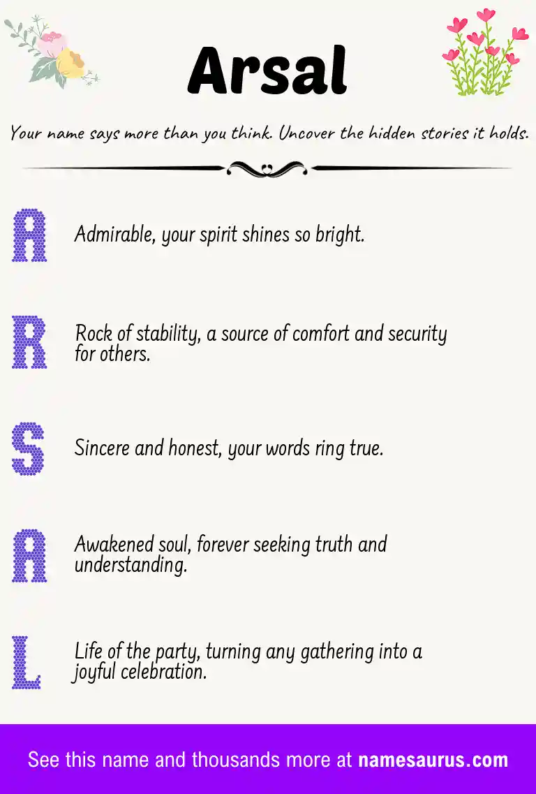 Acrostic poem about Arsal.