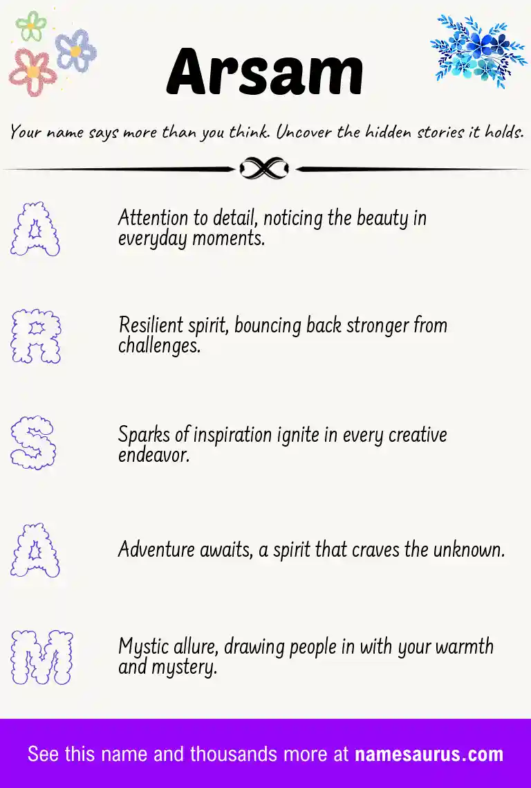 Acrostic poem about Arsam.