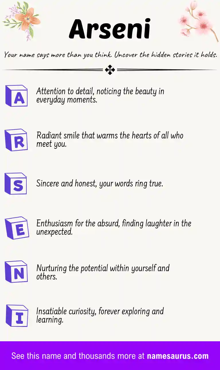 Acrostic poem about Arseni.