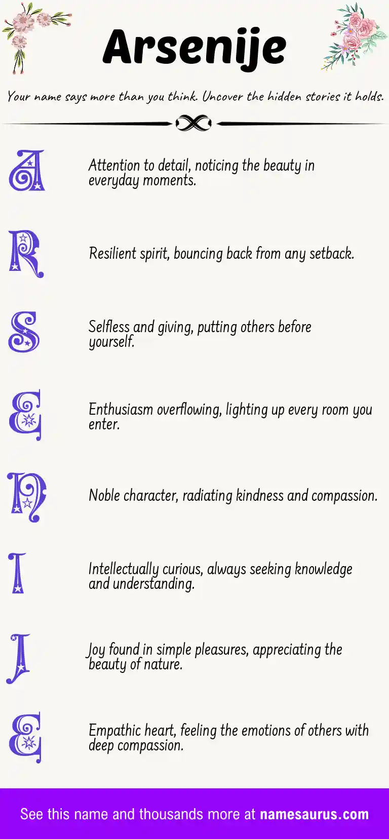 Acrostic poem about Arsenije.