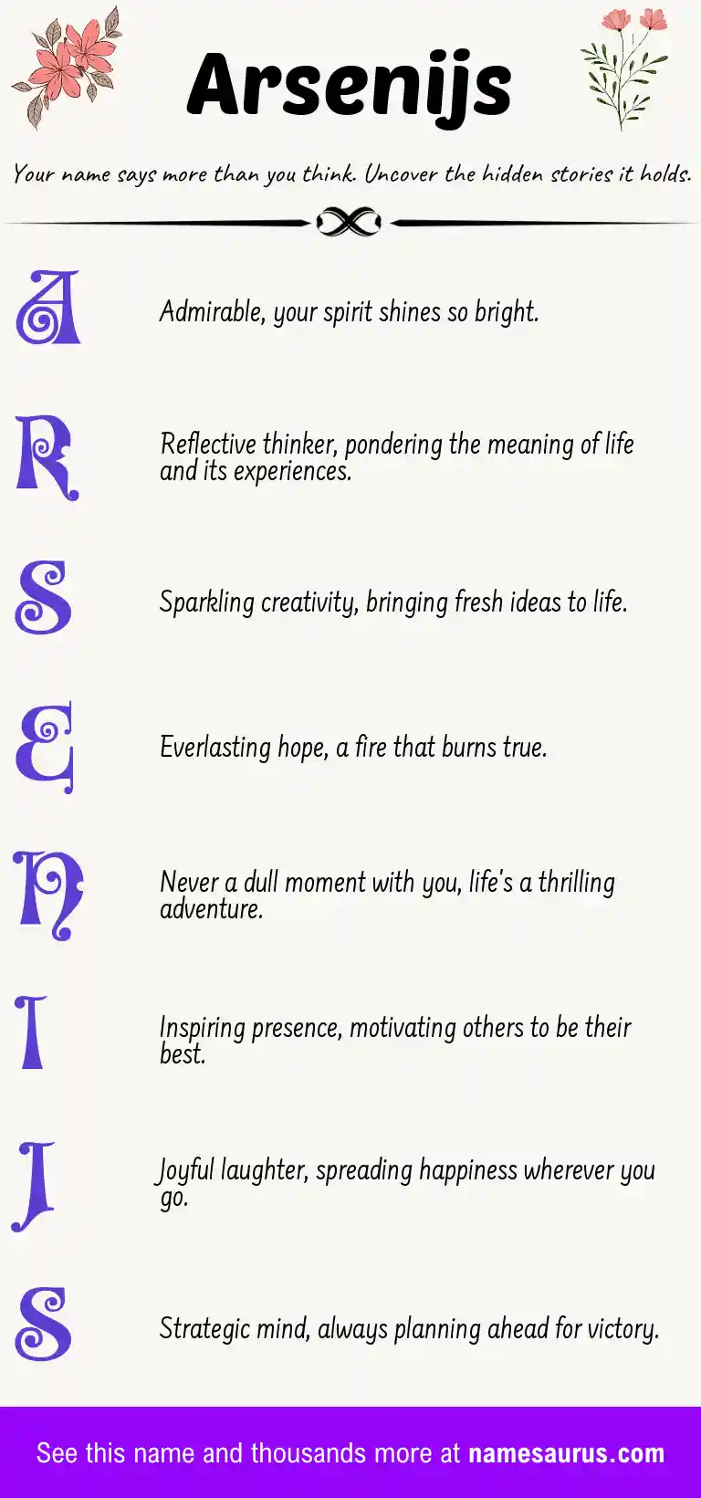Acrostic poem about Arsenijs.