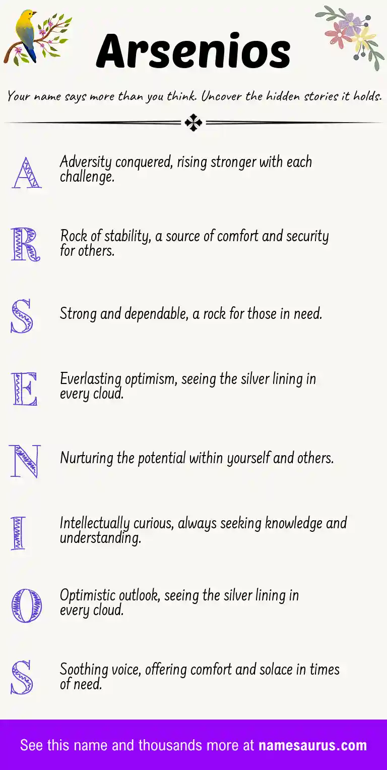Acrostic poem about Arsenios.