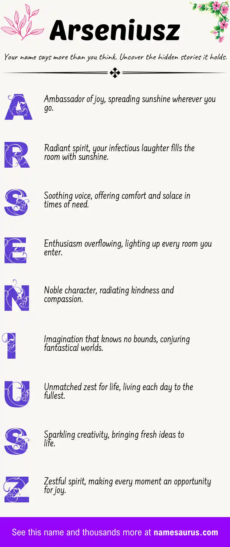 Acrostic poem about Arseniusz.