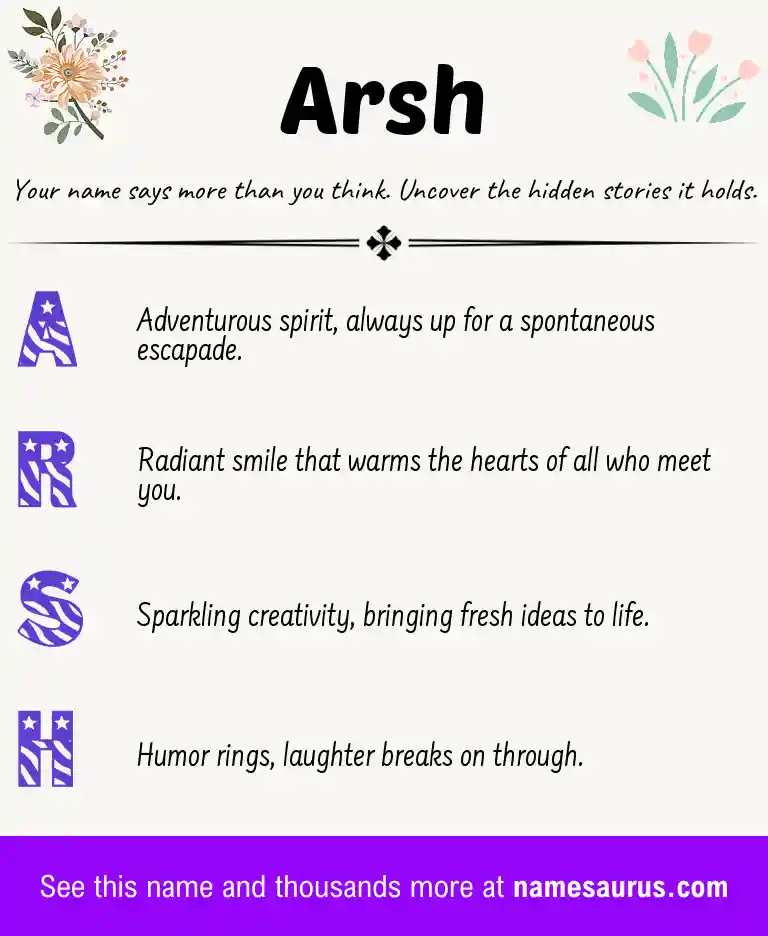 Acrostic poem about Arsh.