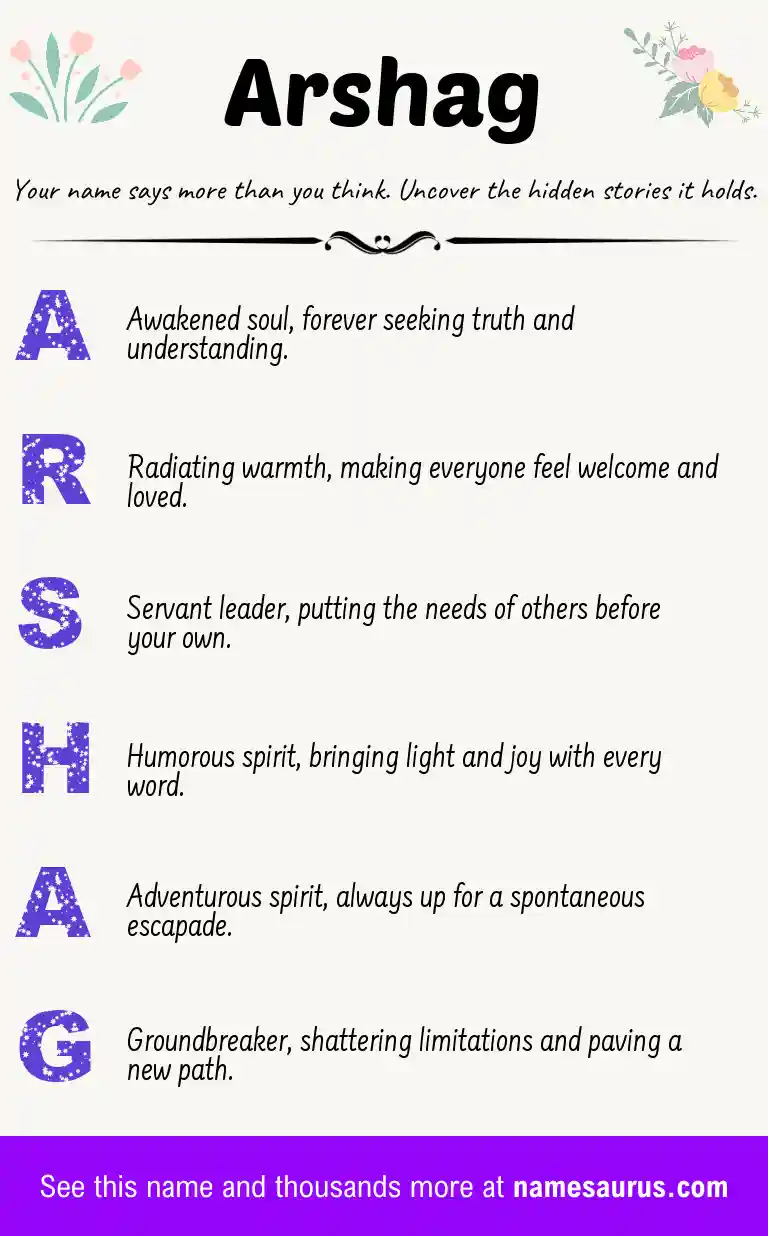Acrostic poem about Arshag.