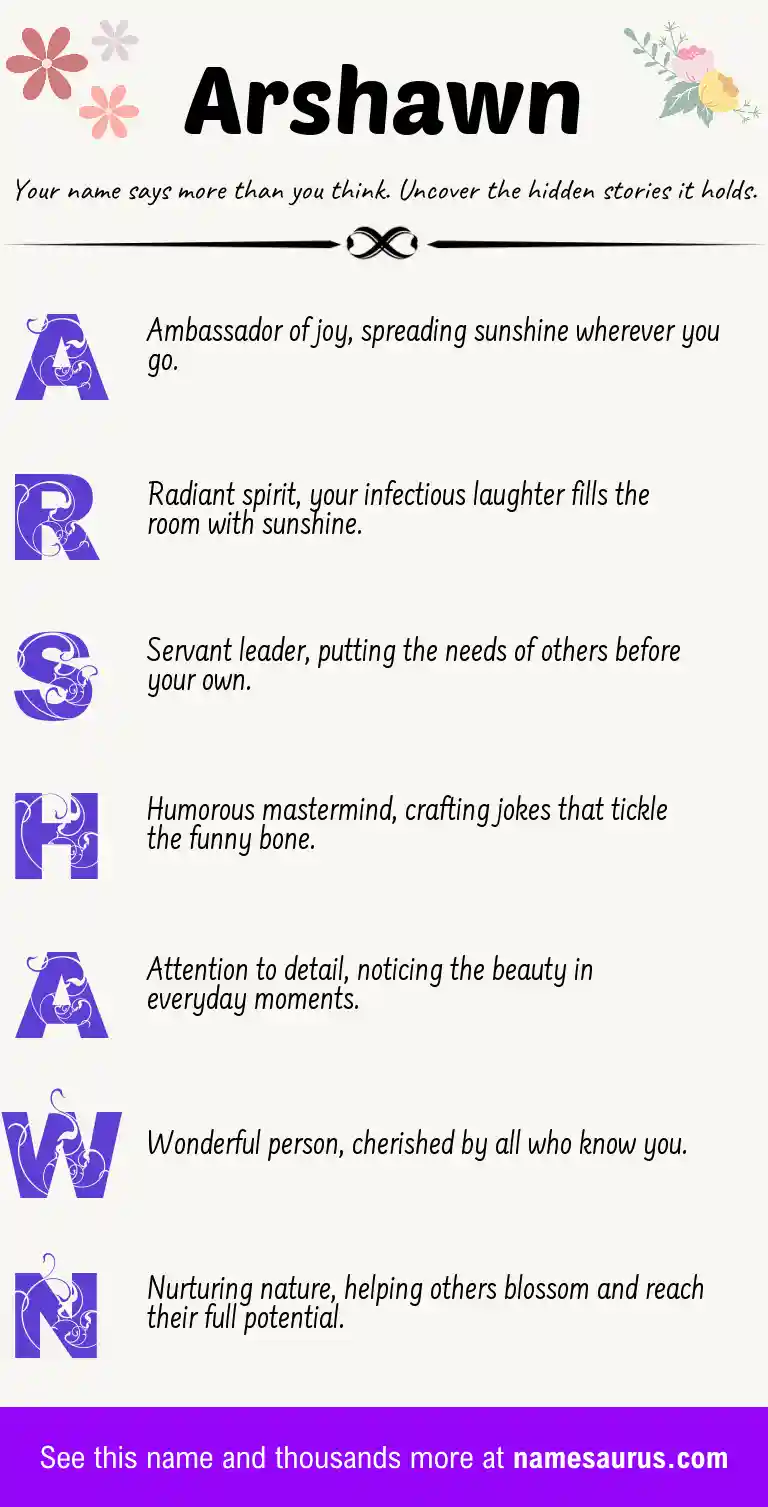 Acrostic poem about Arshawn.