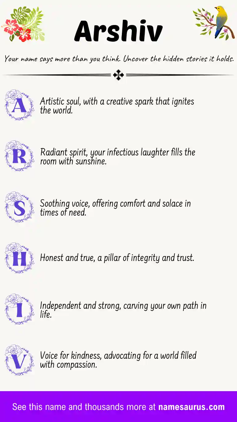 Acrostic poem about Arshiv.