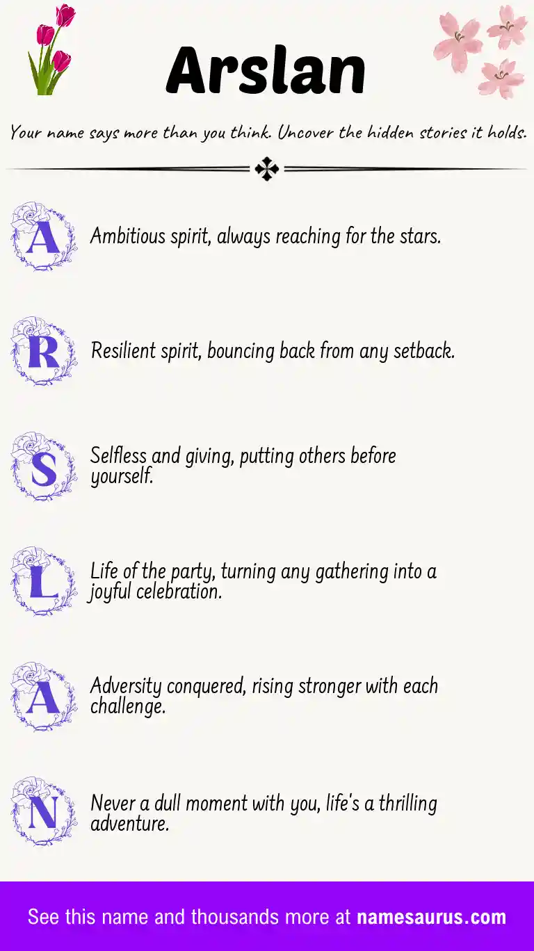 Acrostic poem about Arslan.