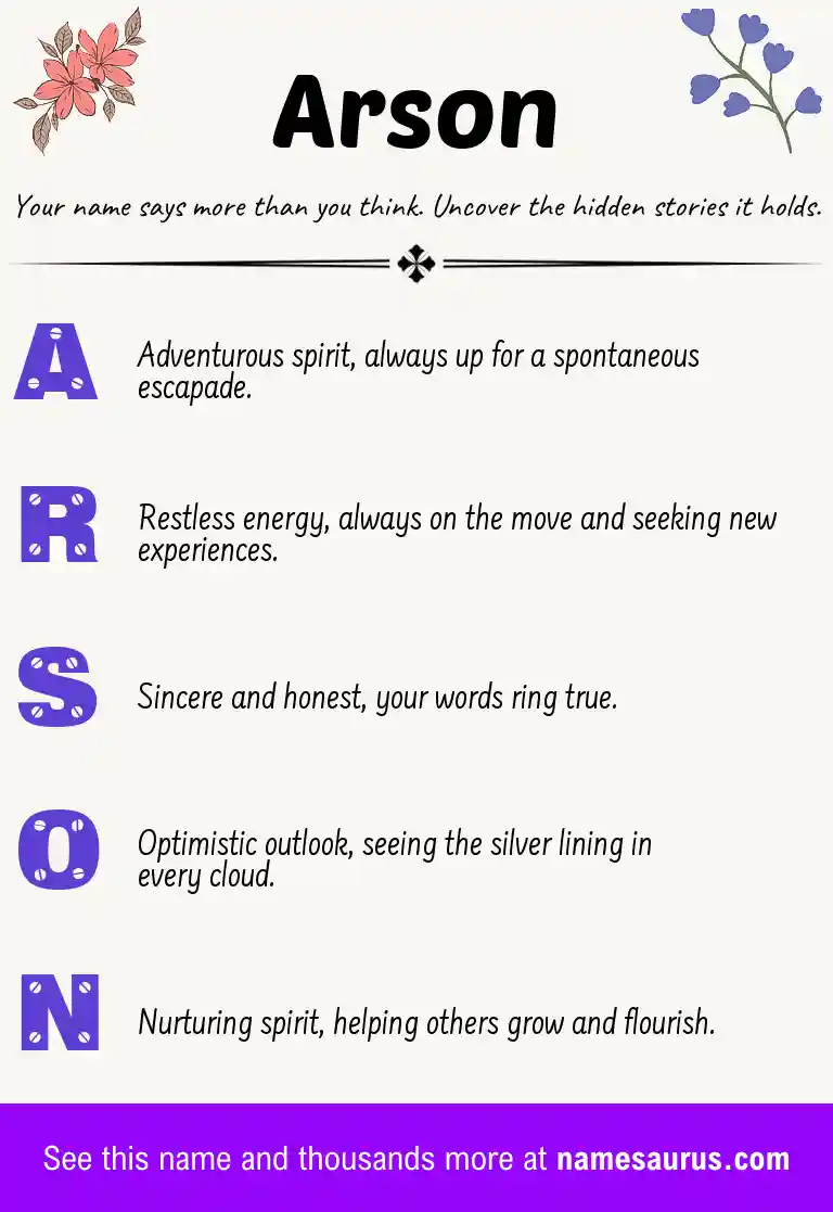 Acrostic poem about Arson.