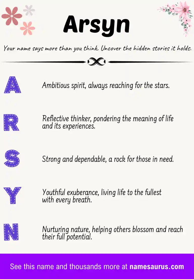 Acrostic poem about Arsyn.