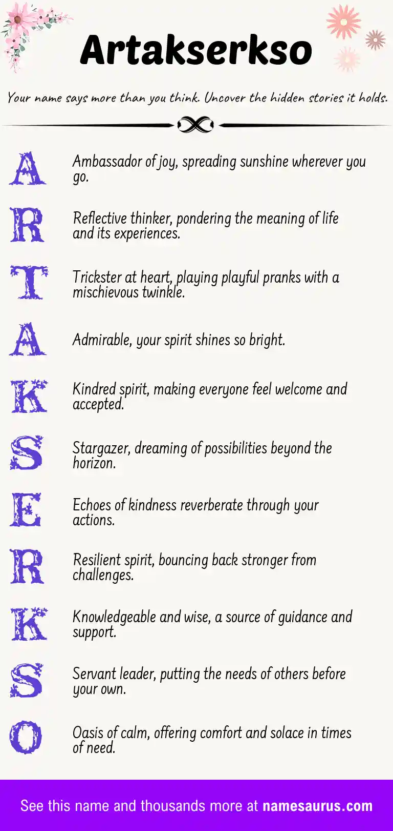 Acrostic poem about Artakserkso.