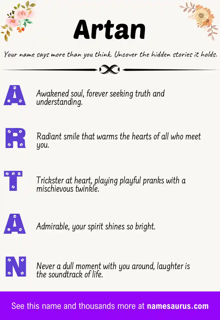Acrostic poem about Artan.