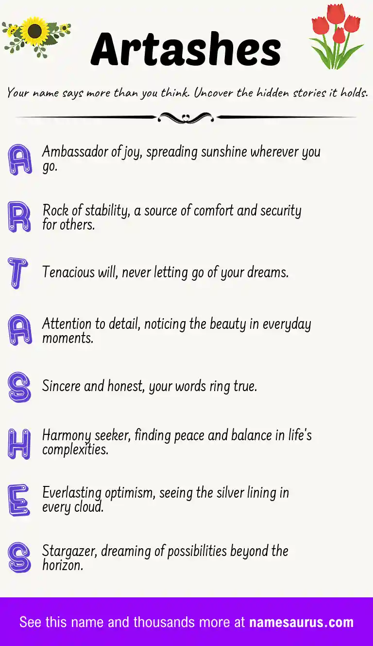 Acrostic poem about Artashes.