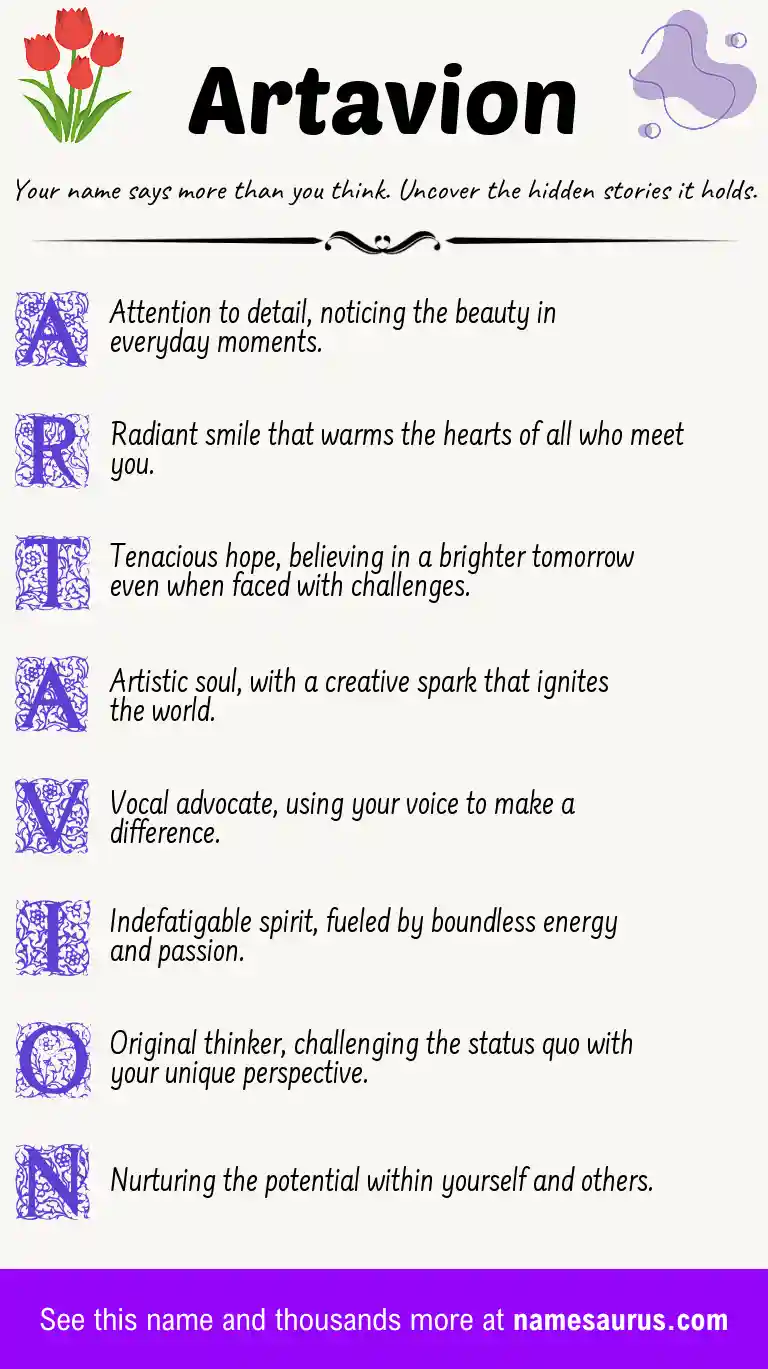 Acrostic poem about Artavion.