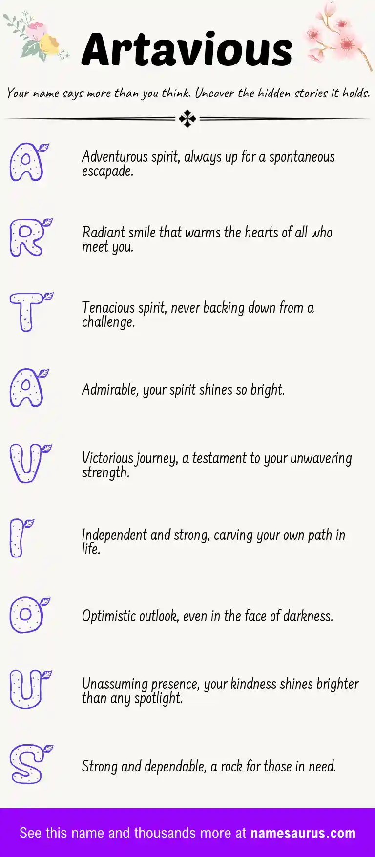 Acrostic poem about Artavious.
