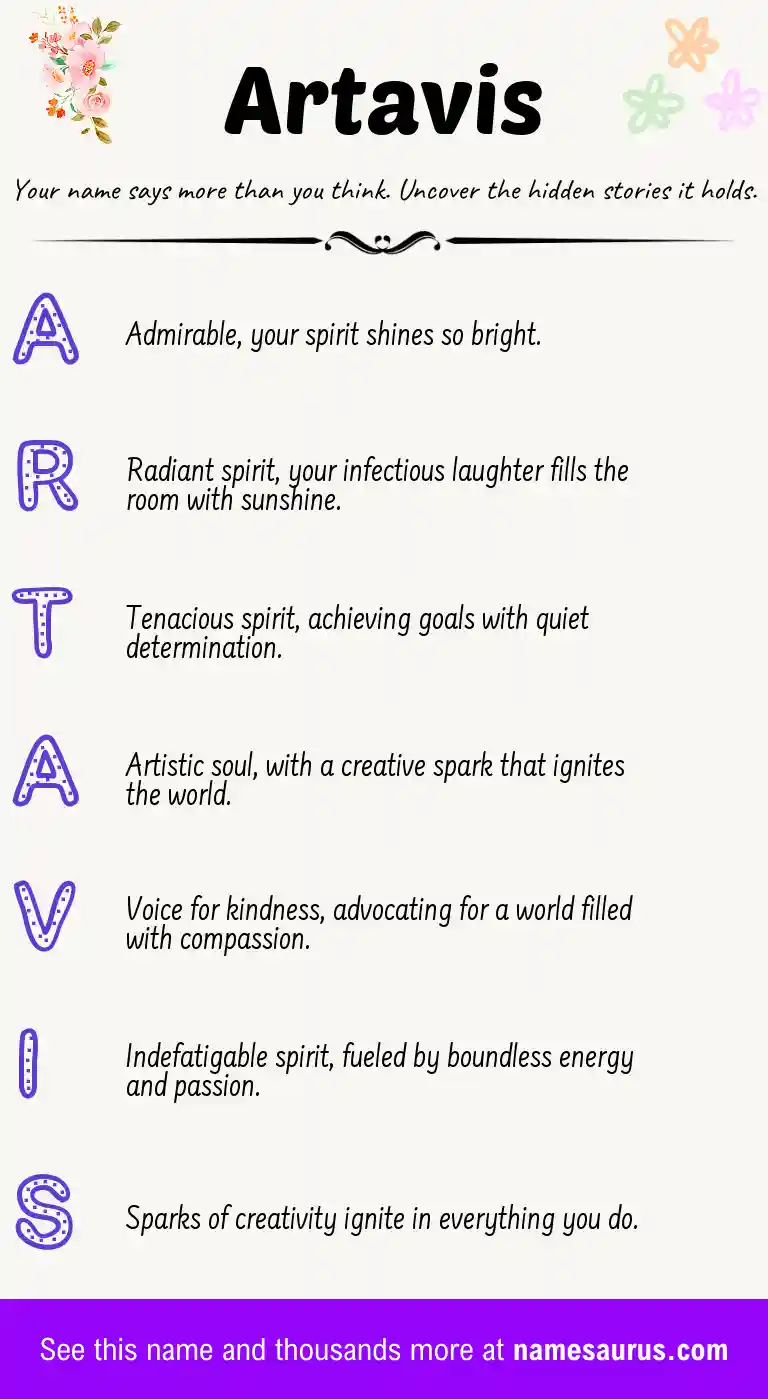Acrostic poem about Artavis.