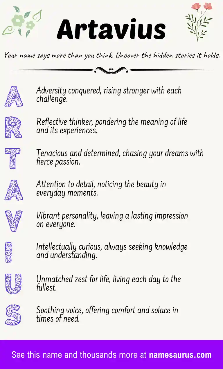 Acrostic poem about Artavius.