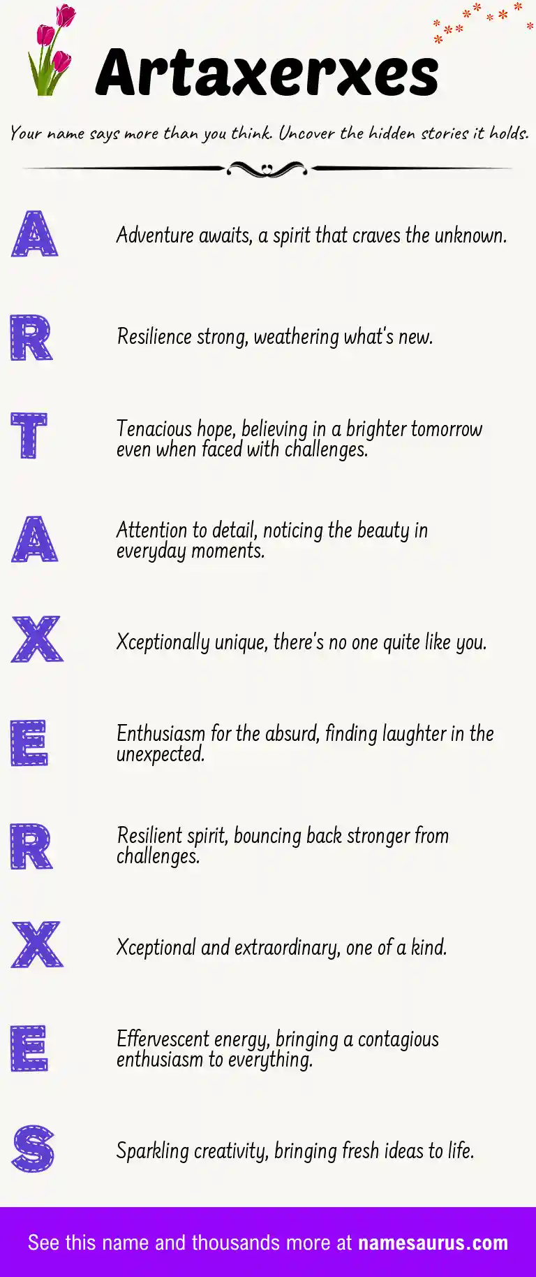 Acrostic poem about Artaxerxes.