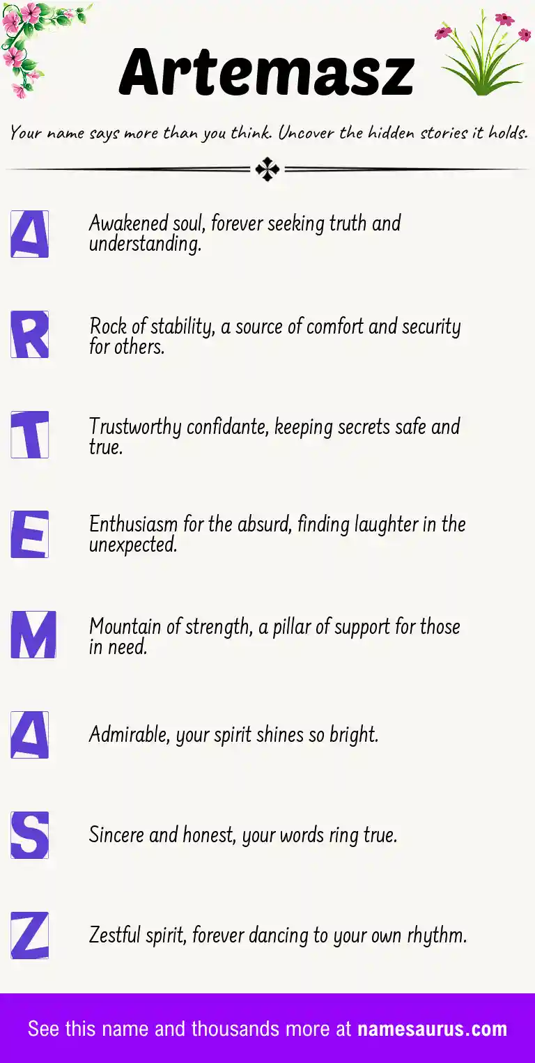 Acrostic poem about Artemasz.