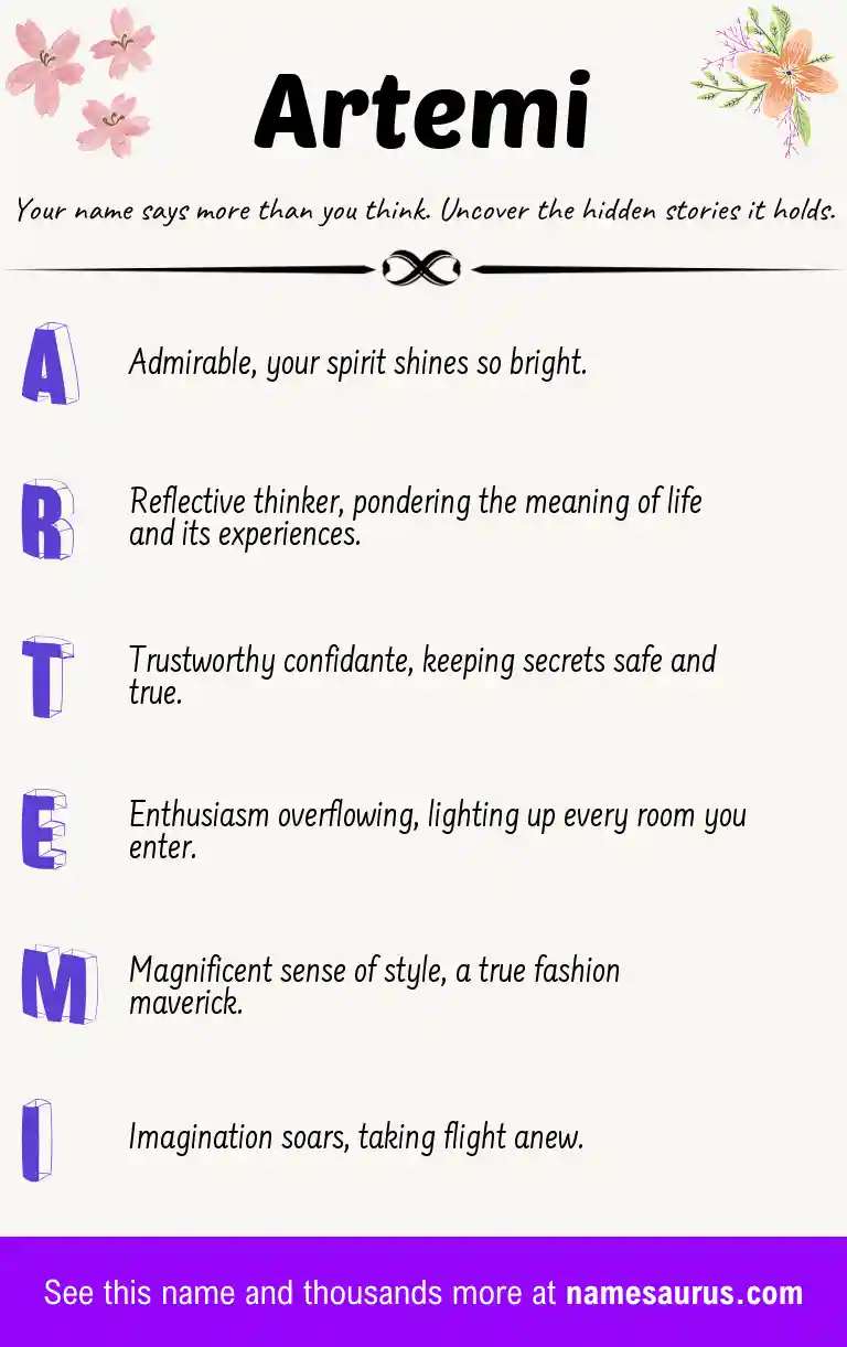 Acrostic poem about Artemi.