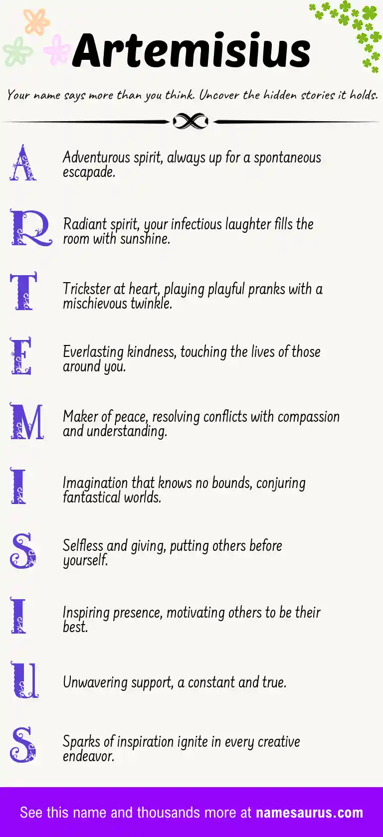 Acrostic poem about Artemisius.