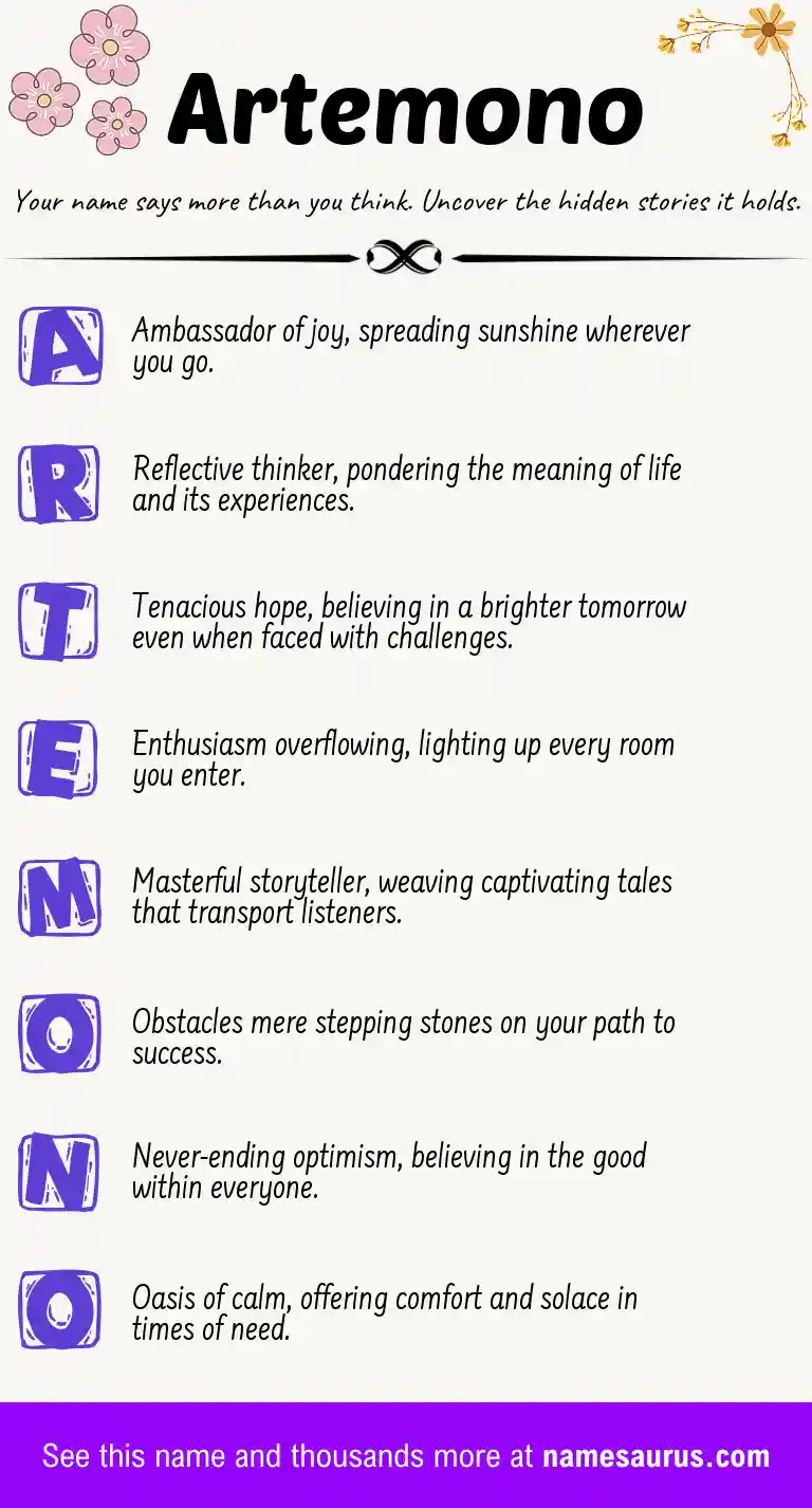Acrostic poem about Artemono.