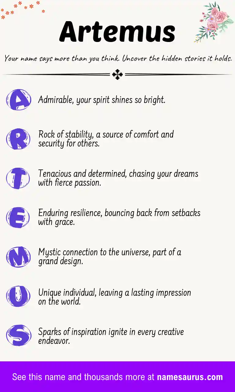 Acrostic poem about Artemus.