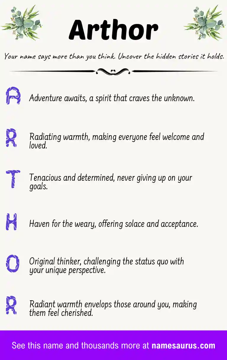 Acrostic poem about Arthor.