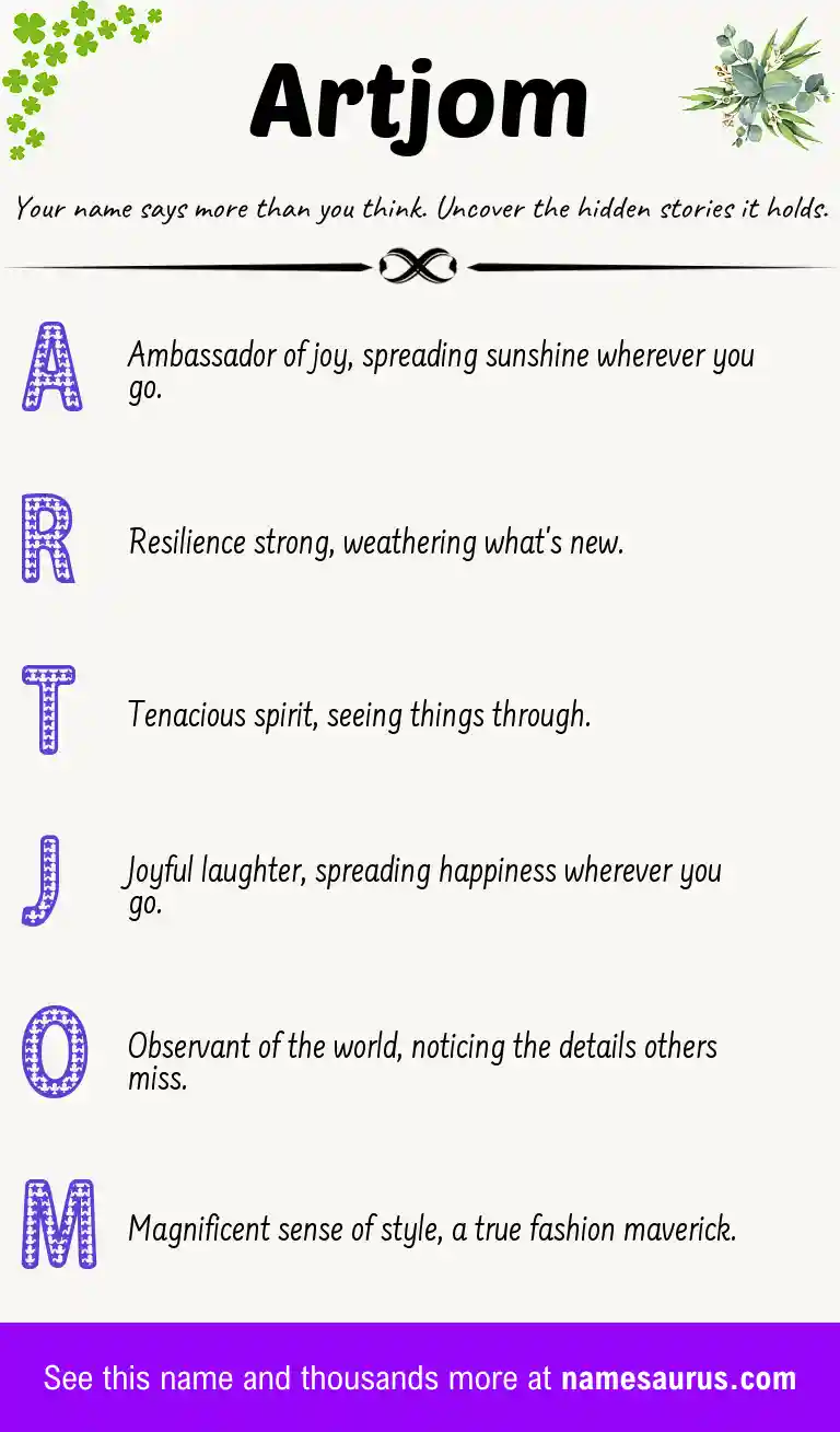 Acrostic poem about Artjom.