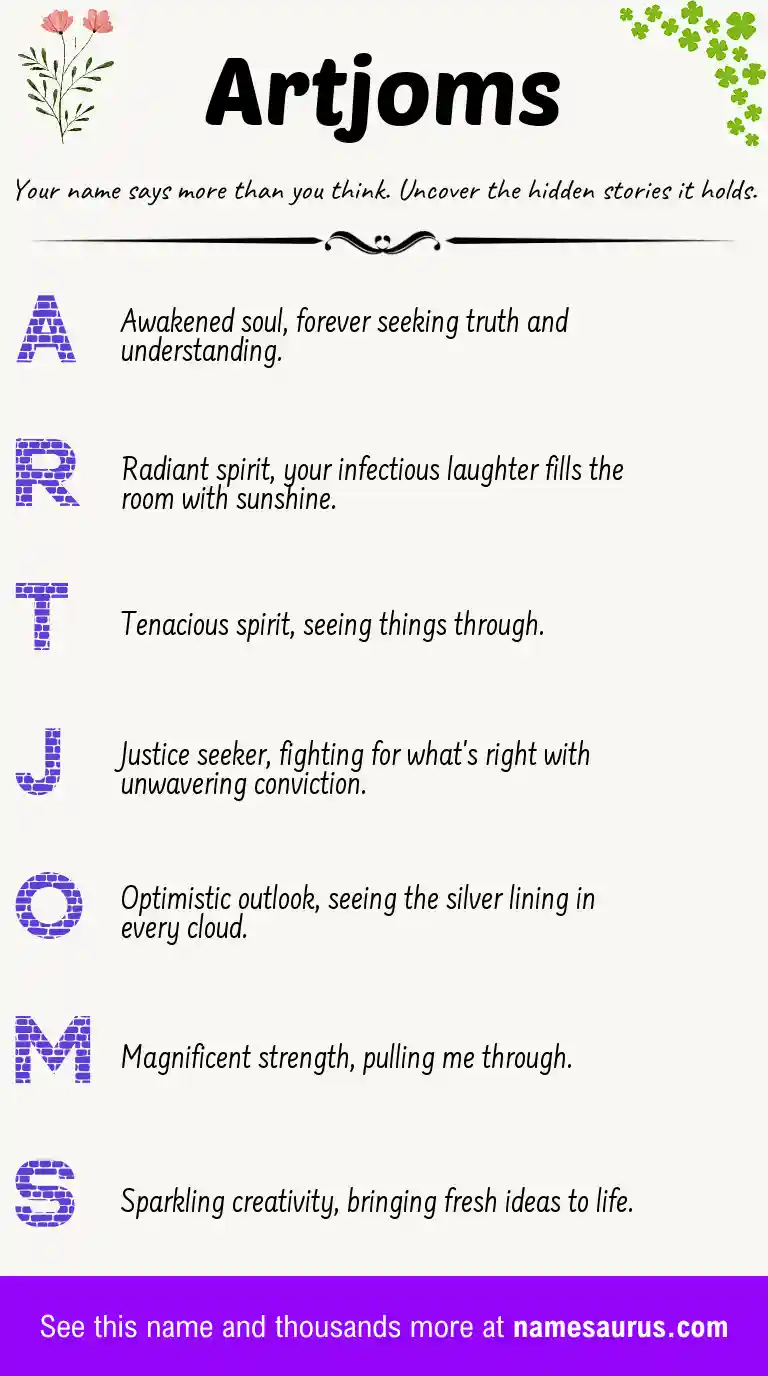 Acrostic poem about Artjoms.