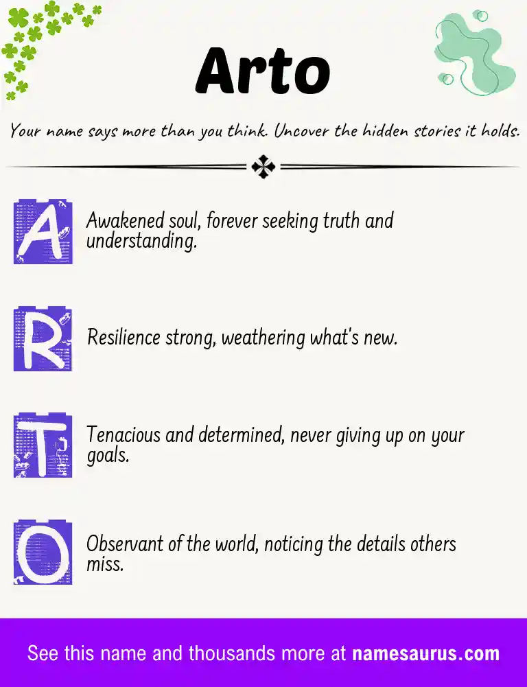 Acrostic poem about Arto.