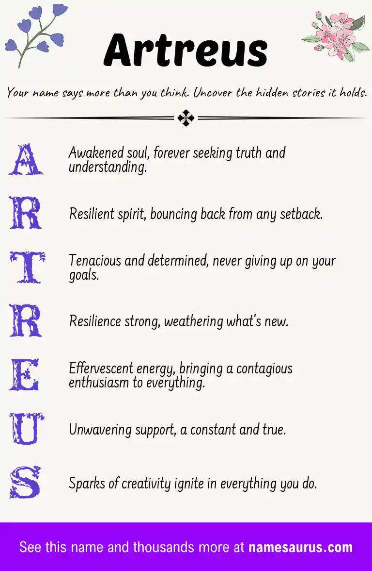 Acrostic poem about Artreus.
