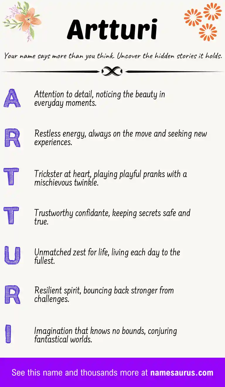Acrostic poem about Artturi.