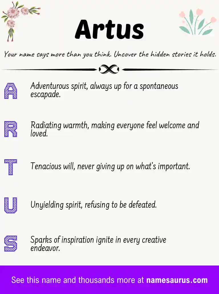 Acrostic poem about Artus.