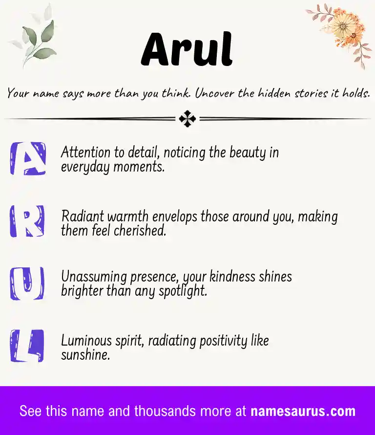 Acrostic poem about Arul.