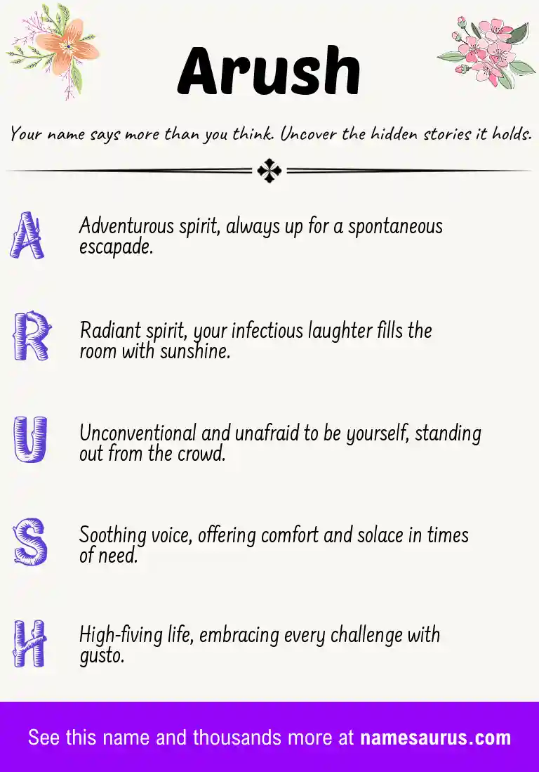 Acrostic poem about Arush.