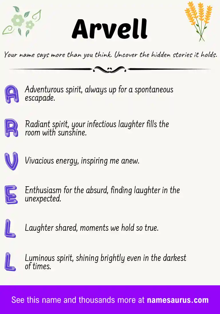 Acrostic poem about Arvell.