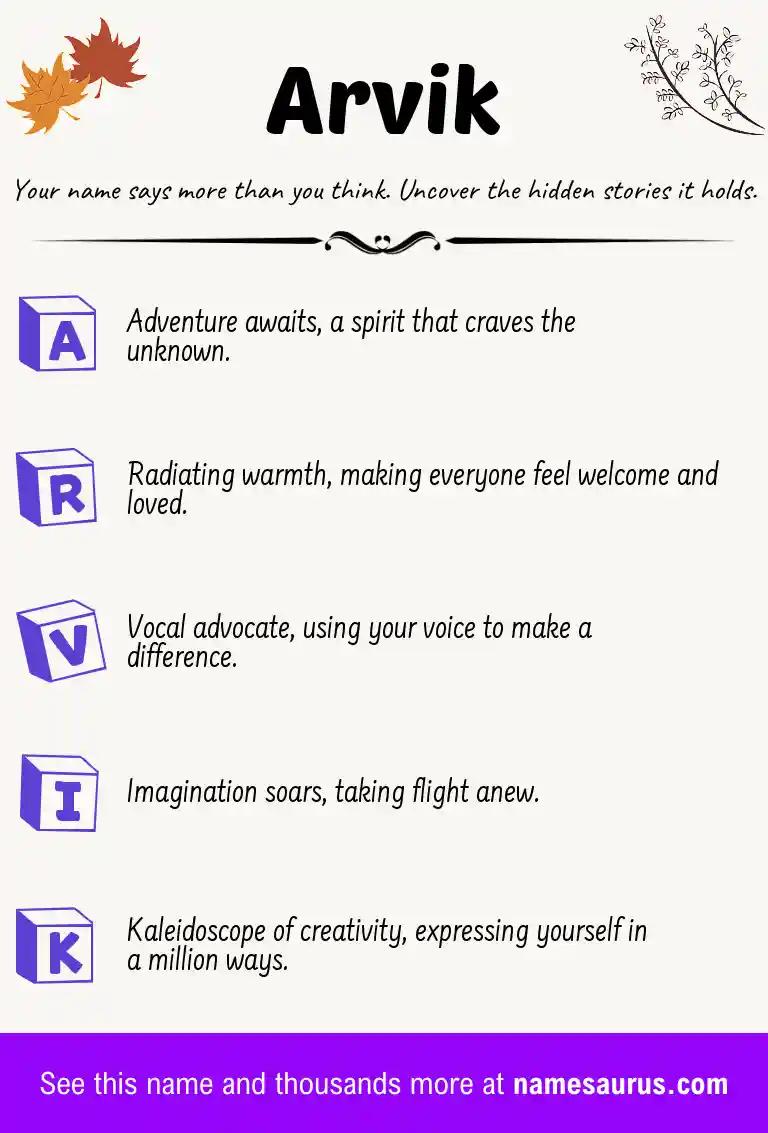 Acrostic poem about Arvik.