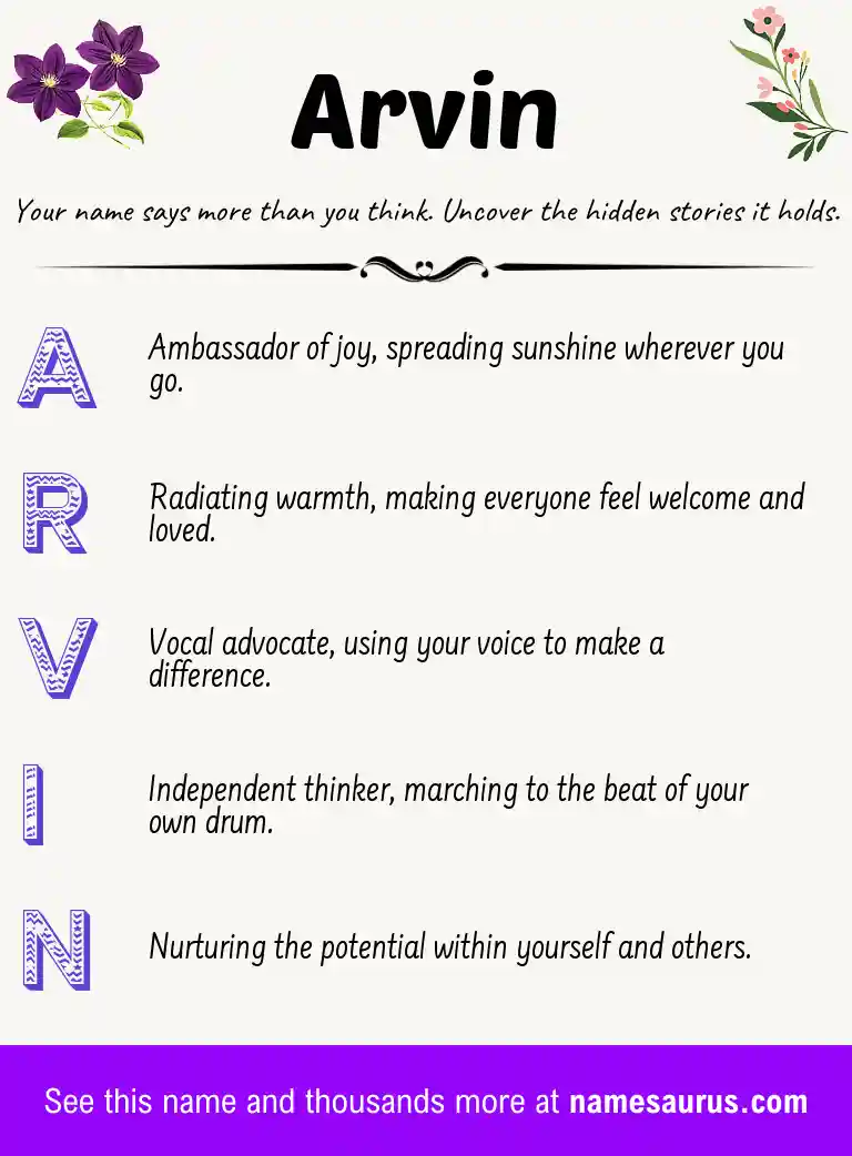 Acrostic poem about Arvin.