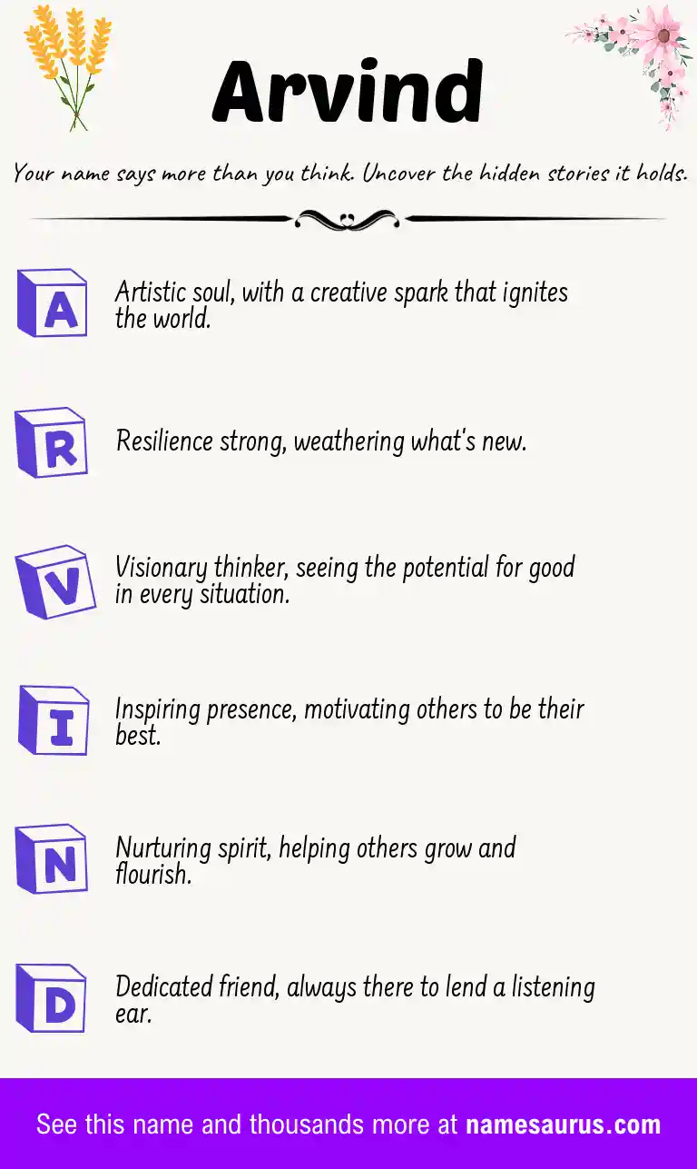 Acrostic poem about Arvind.