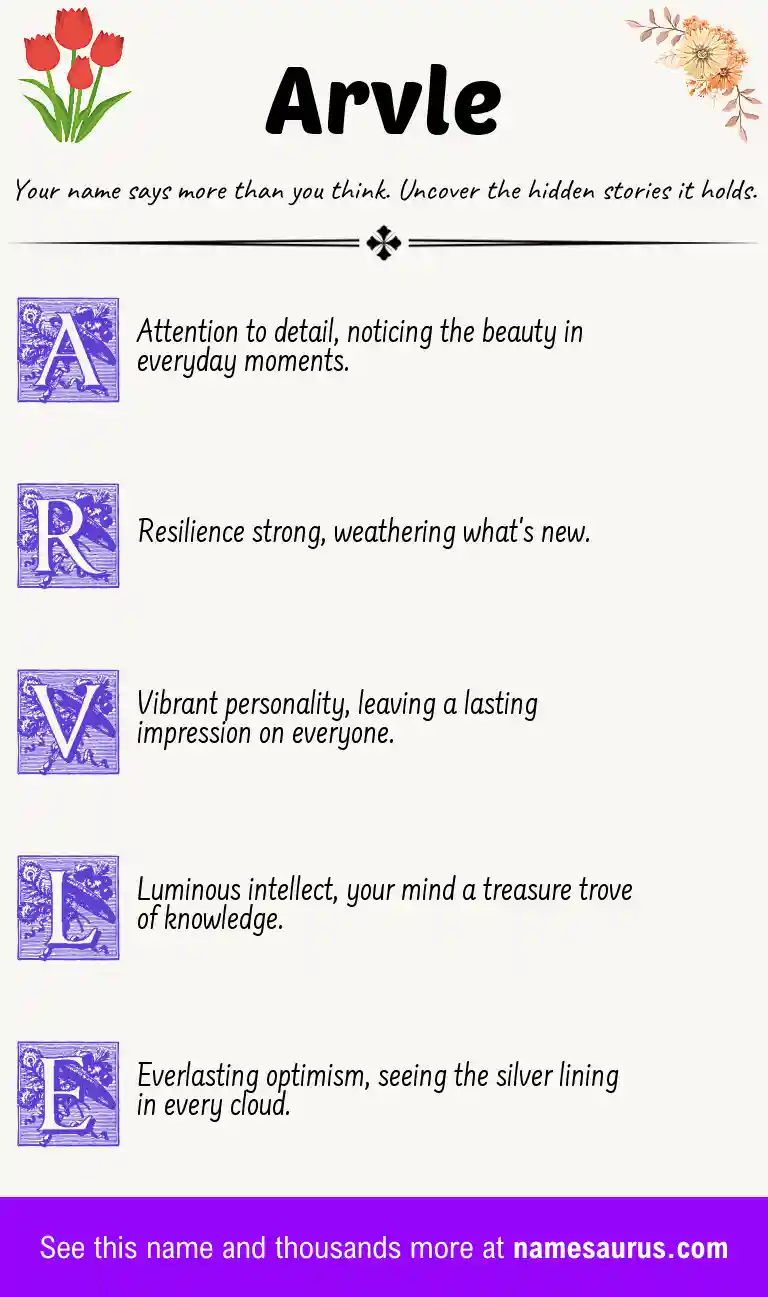 Acrostic poem about Arvle.