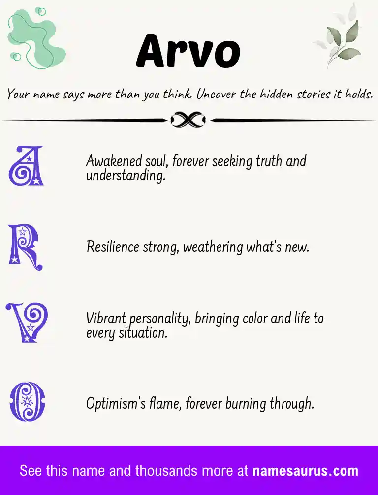 Acrostic poem about Arvo.