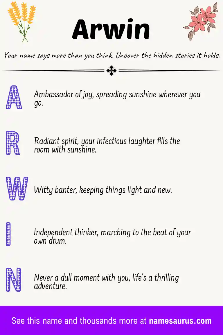 Acrostic poem about Arwin.