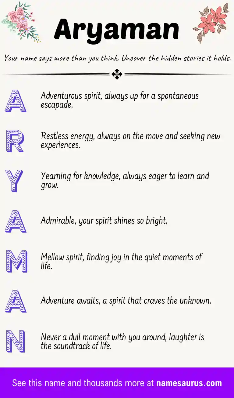 Acrostic poem about Aryaman.