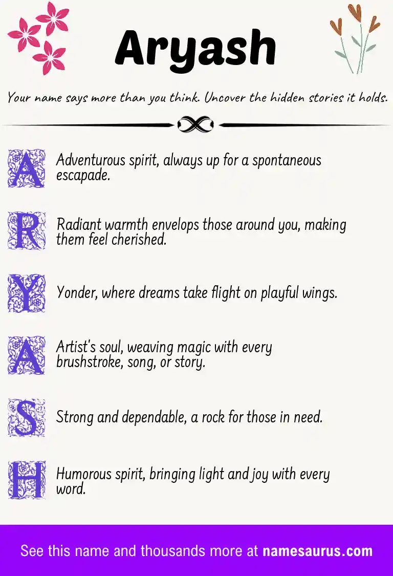 Acrostic poem about Aryash.