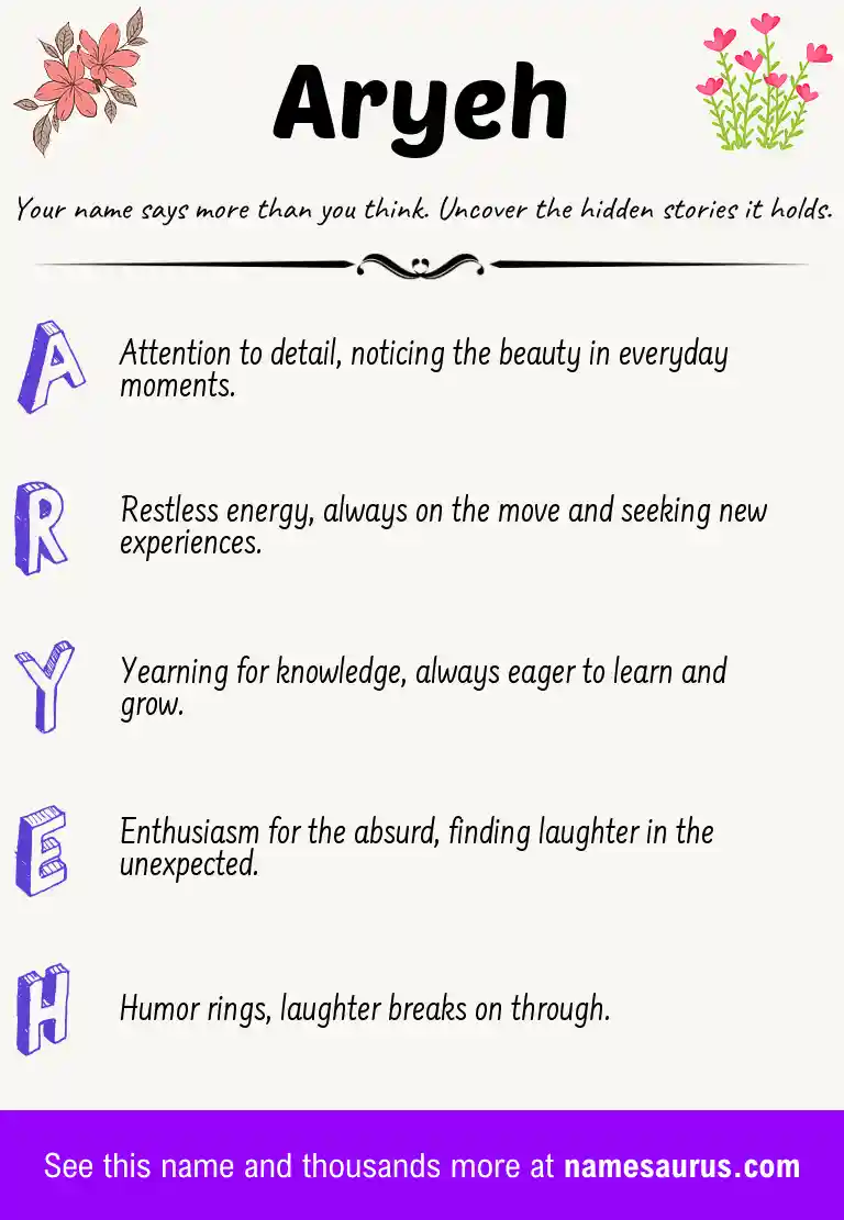 Acrostic poem about Aryeh.