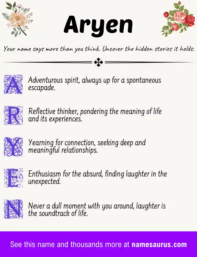 Acrostic poem about Aryen.