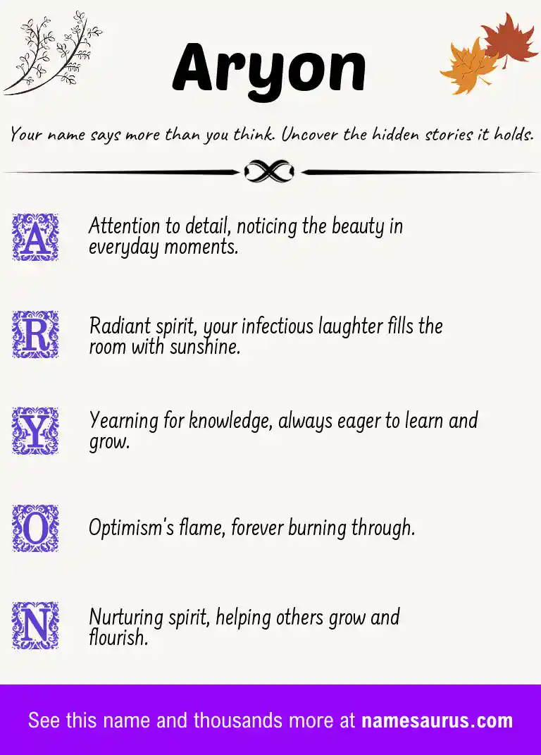 Acrostic poem about Aryon.