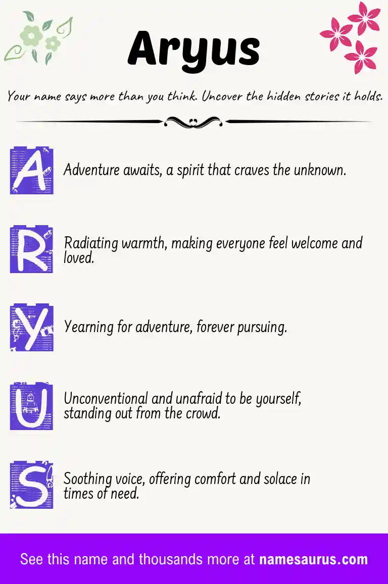 Acrostic poem about Aryus.